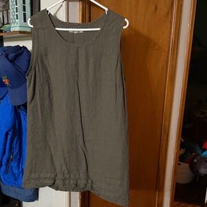 Flax Sleeveless Olive Linen Tunic